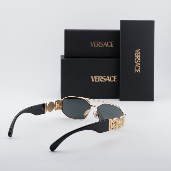 Versace VE2287 100287 Rectangle Sunglasses – Gold/Grey main image 7